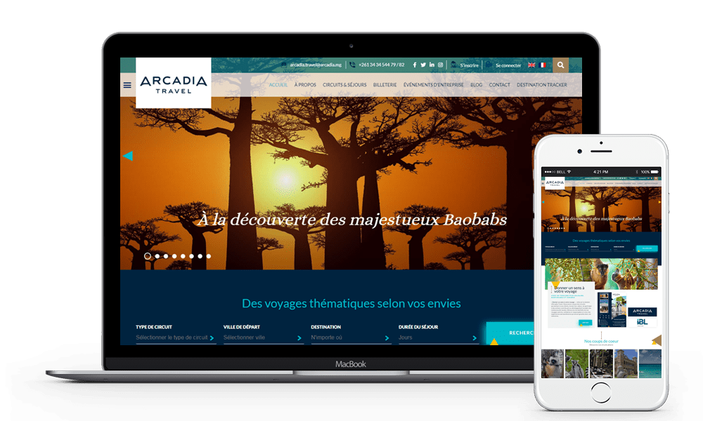 Création de site Arcadia Travel Madagascar