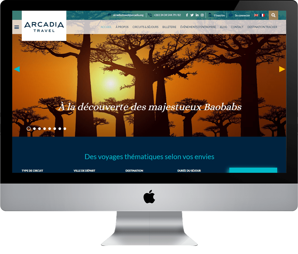 Création de site Arcadia Travel Madagascar