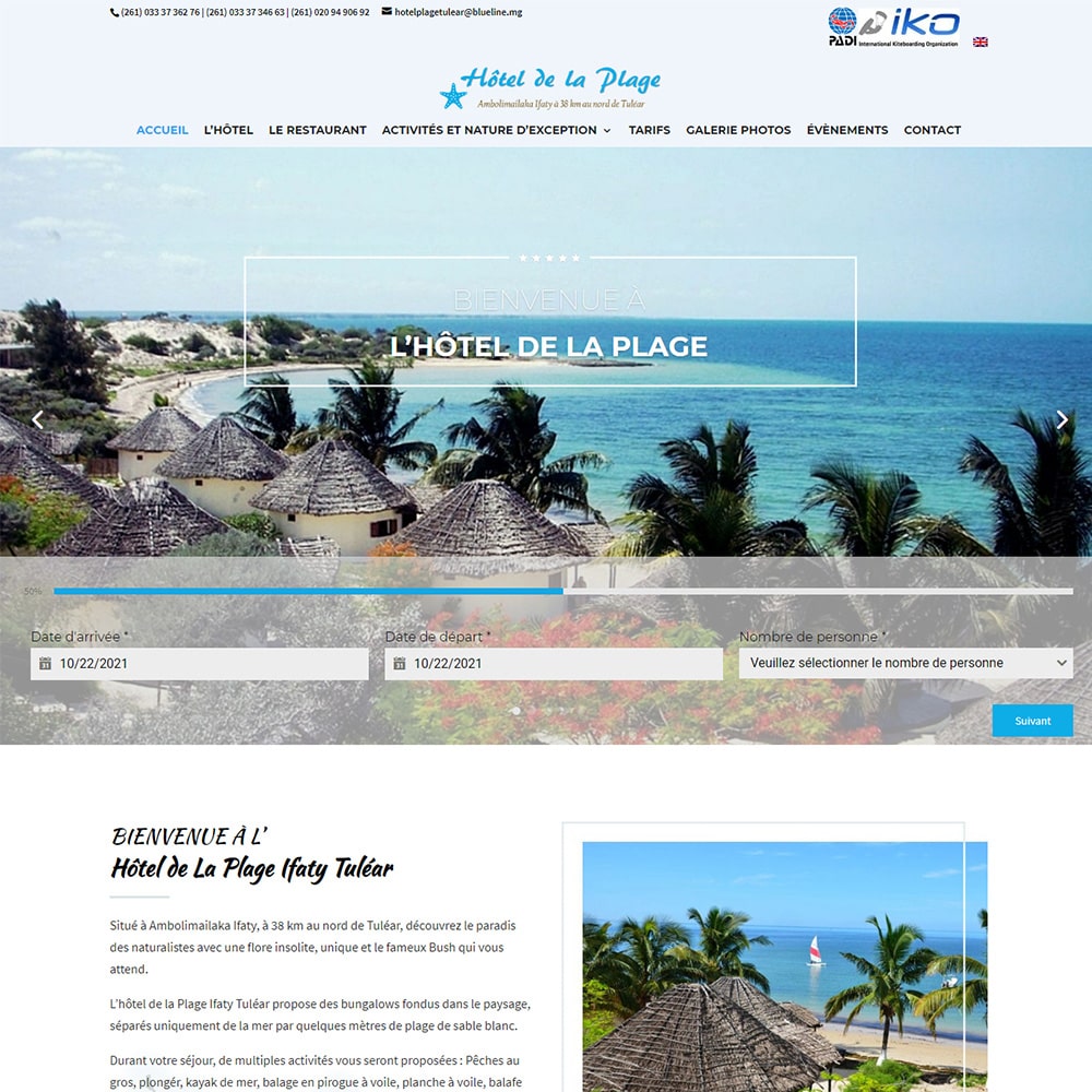 Creation du site hotel plage tulear