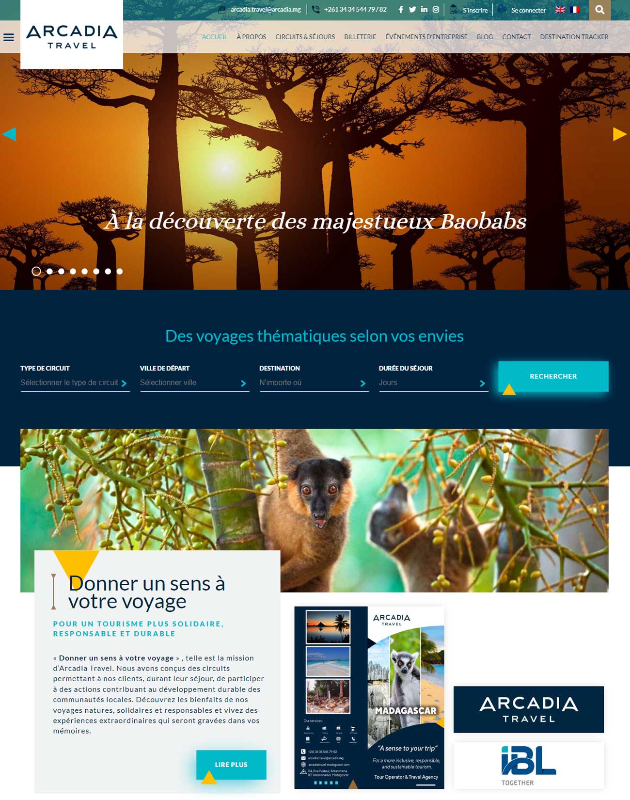 Création de site Arcadia Travel Madagascar