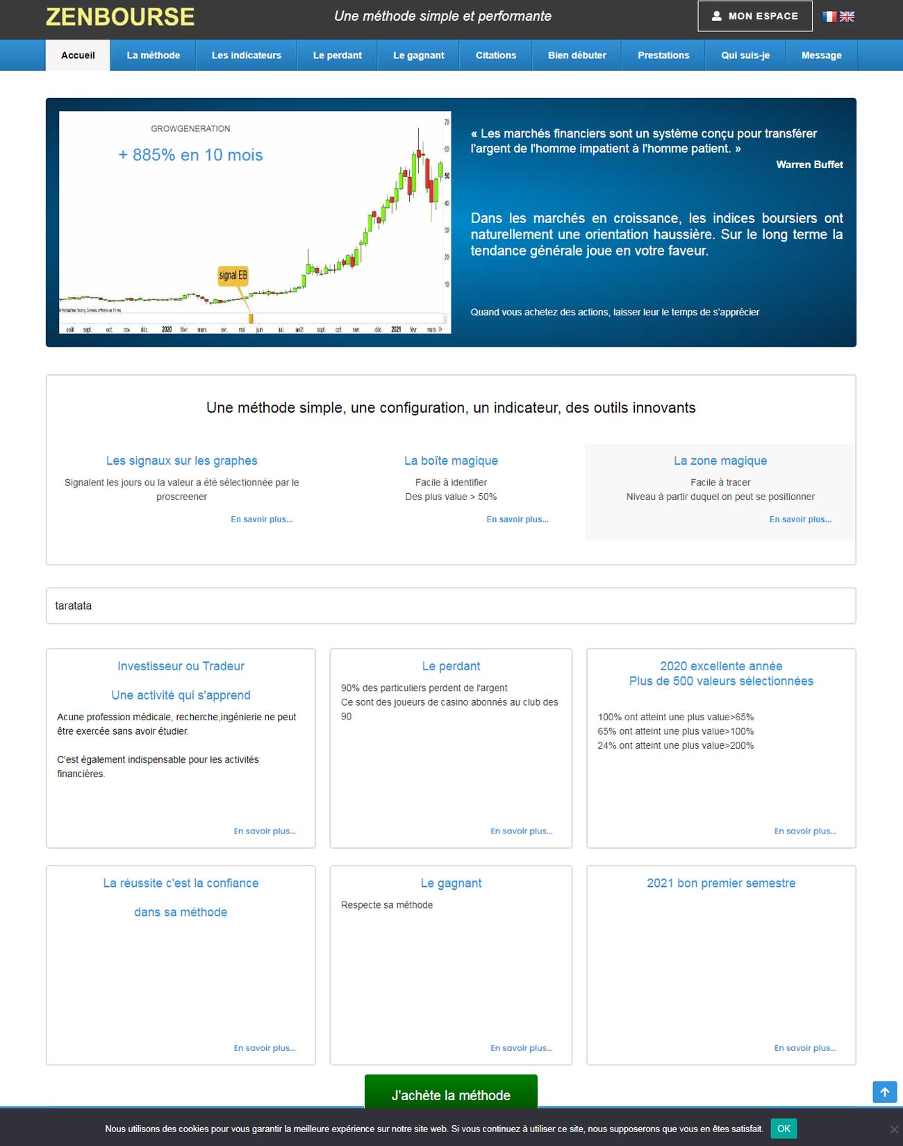 Création de site Zen bourse