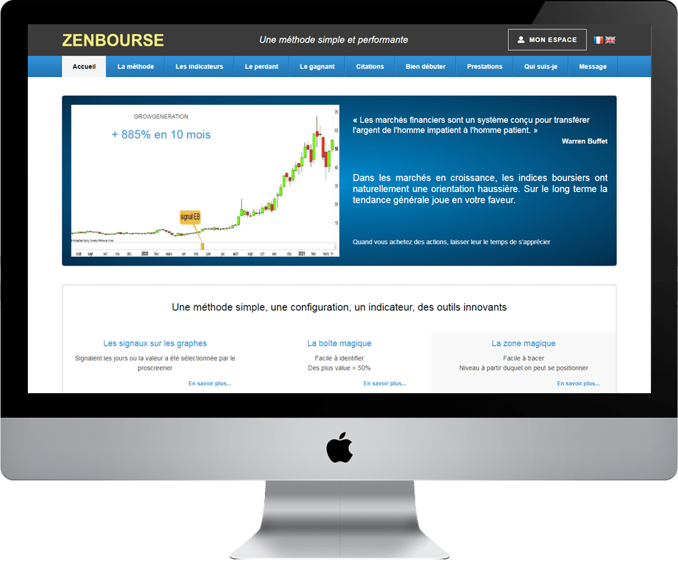 Création de site Zen bourse