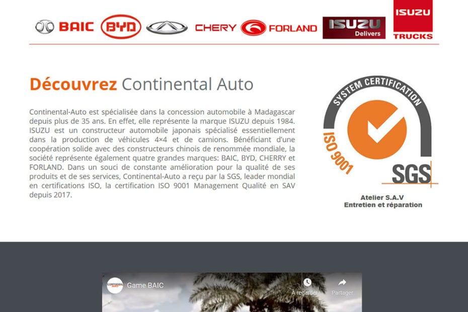 creation du site Continental Auto
